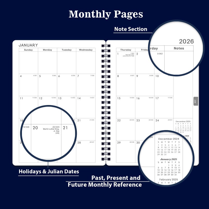 MaaIbok 2025-2026 Planner - Planner 2025-2026 with Weekly & Monthly Spreads, Jul 2025 - Jun 2026, 6.25""    8.3"", Strong Twin-Wire Binding, Round Corner, Flexible Cover, Monthly Tabs - Image 4